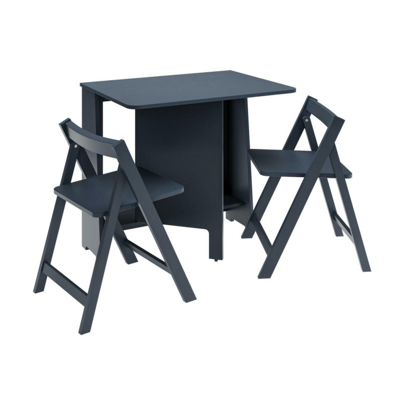 Zestaw stół i 2 krzesła składane          i chowane Ivy granatowe