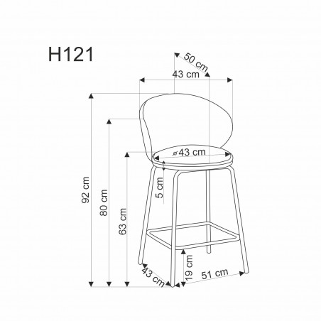 H121 hoker nogi - czarny, siedzisko - beżowy (1p2szt)