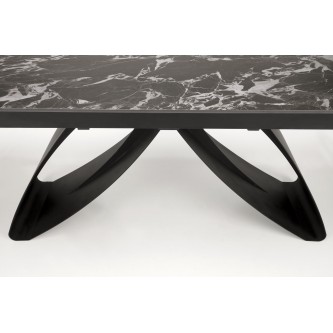 HILARIO stół rozkładany, blat - czarny marmur, nogi - czarny (3p1szt)