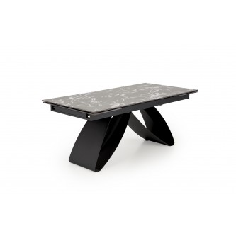 HILARIO stół rozkładany, blat - czarny marmur, nogi - czarny (3p1szt)