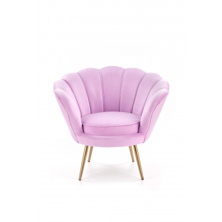 AMORINO fotel wypoczynkowy fioletowy, nogi - złote