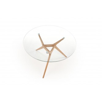 ASHMORE stół blat - transparentny, noga - naturalny