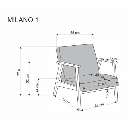 MILANO 1S fotel - oliwkowy tap. Castel 39 (1p1szt)