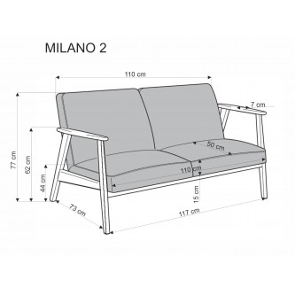 MILANO 2S sofa - jasny beżowy tap. Castel 04 (1p1szt)