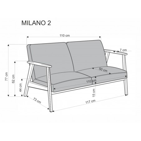 MILANO 2S sofa - oliwkowy tap. Castel 39 (1p1szt)