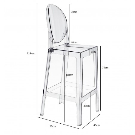 Stołek barowy Viki transparentny 75cm