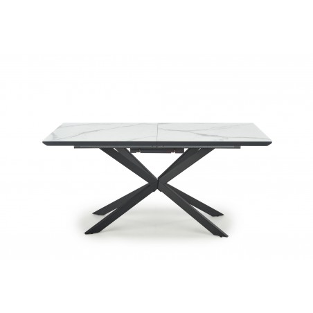 DIESEL stół rozkładany blat - biały marmur / c. popiel, nogi - czarny