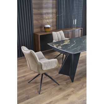 ARMANI stół rozkładany, czarny marmur / czarny (2p1szt)