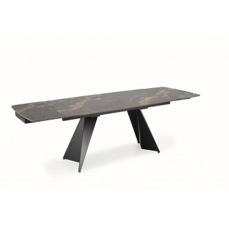 ARMANI stół rozkładany, czarny marmur / czarny (2p1szt)