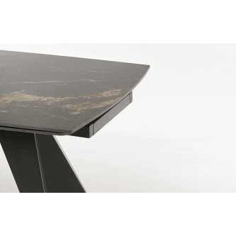 ARMANI stół rozkładany, czarny marmur / czarny (2p1szt)