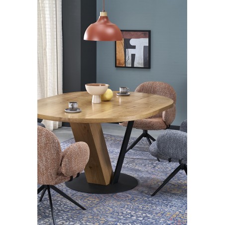 FANIS okrągły stół rozkładany, naturalny / czarny  (3p1szt)