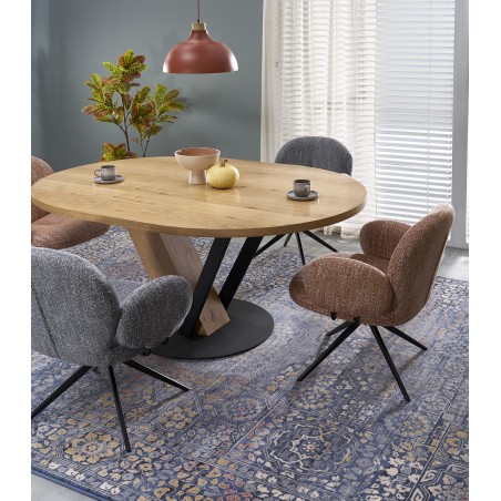 FANIS okrągły stół rozkładany, naturalny / czarny  (3p1szt)