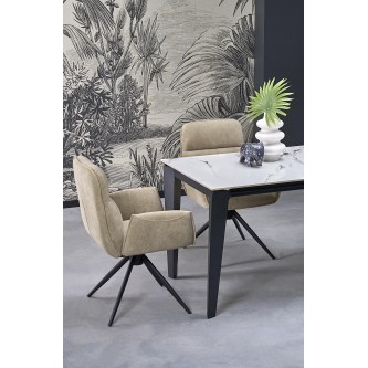 FELIX stół rozkładany, blat - biały marmur, nogi - czarny (2p1szt)