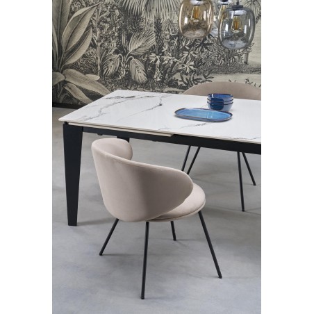 FELIX stół rozkładany, blat - biały marmur, nogi - czarny (2p1szt)