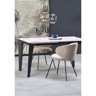 FELIX stół rozkładany, blat - biały marmur, nogi - czarny (2p1szt)