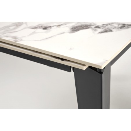 FELIX stół rozkładany, blat - biały marmur, nogi - czarny (2p1szt)