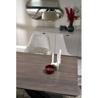 HILARIO stół rozkładany, blat - orzechowy, nogi - czarny (3p1szt)