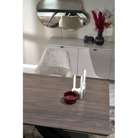 HILARIO stół rozkładany, blat - orzechowy, nogi - czarny (3p1szt)