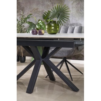 PLATAN stół rozkładany, biały marmur / czarny (2p1szt)