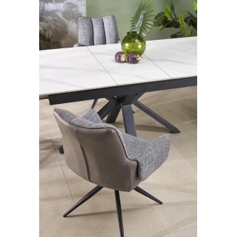 PLATAN stół rozkładany, biały marmur / czarny (2p1szt)