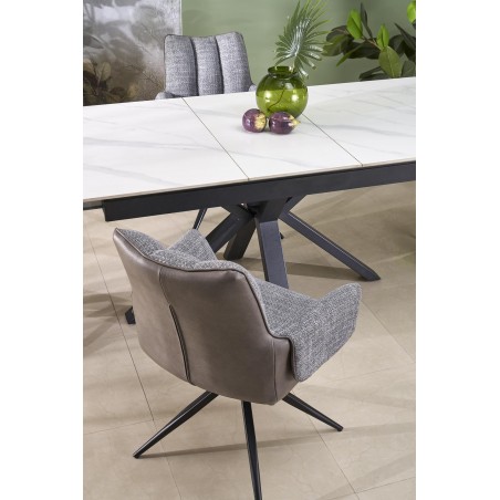 PLATAN stół rozkładany, biały marmur / czarny (2p1szt)