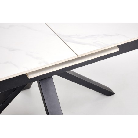 PLATAN stół rozkładany, biały marmur / czarny (2p1szt)