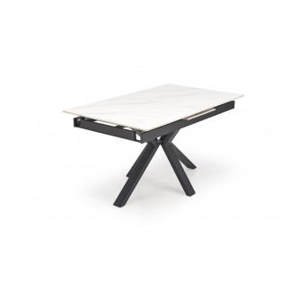 PLATAN stół rozkładany, biały marmur / czarny (2p1szt)