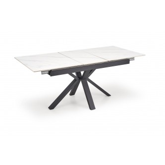 PLATAN stół rozkładany, biały marmur / czarny (2p1szt)