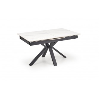 PLATAN stół rozkładany, biały marmur / czarny (2p1szt)