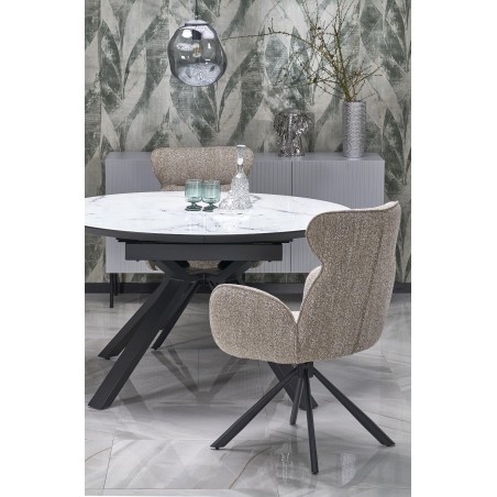 VERTIGO stół rozkładany, blat - biały marmur, nogi - czarny (2p1szt)