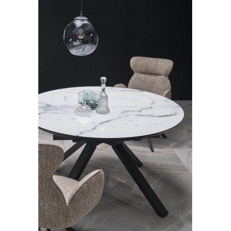 VERTIGO stół rozkładany, blat - biały marmur, nogi - czarny (2p1szt)