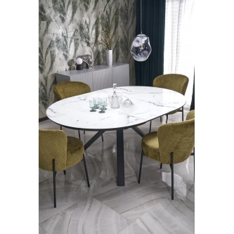 VERTIGO stół rozkładany, blat - biały marmur, nogi - czarny (2p1szt)