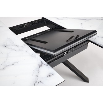 VERTIGO stół rozkładany, blat - biały marmur, nogi - czarny (2p1szt)