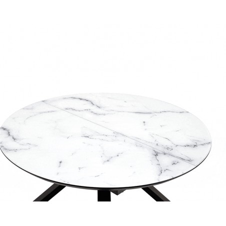 VERTIGO stół rozkładany, blat - biały marmur, nogi - czarny (2p1szt)