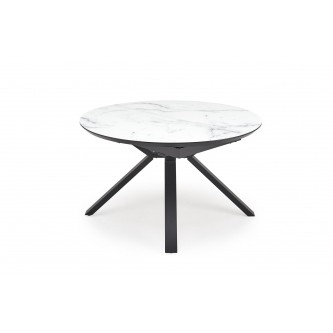 VERTIGO stół rozkładany, blat - biały marmur, nogi - czarny (2p1szt)