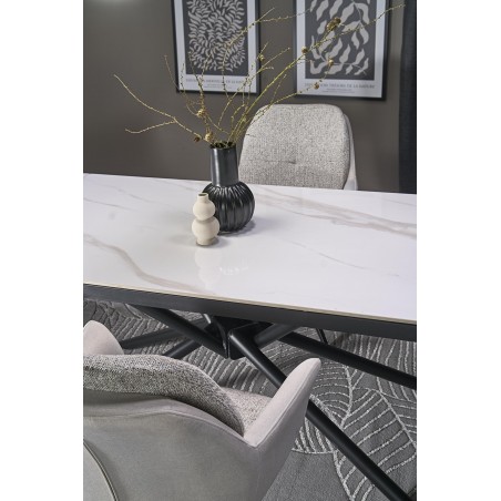 VITORINO stół rozkładany, blat - biały marmur, nogi - czarny (2p1szt)