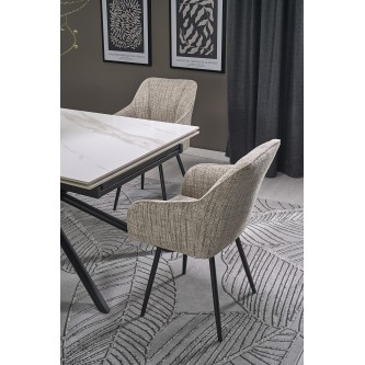 VITORINO stół rozkładany, blat - biały marmur, nogi - czarny (2p1szt)