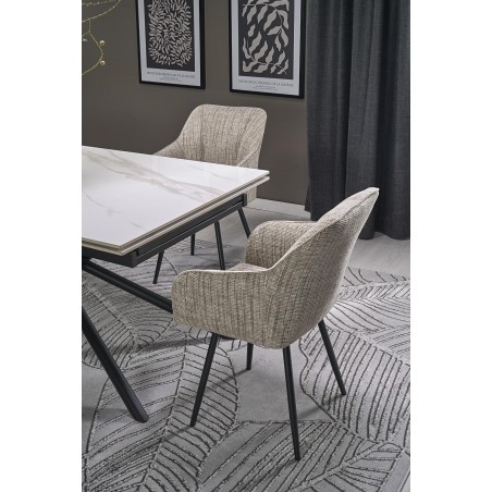 VITORINO stół rozkładany, blat - biały marmur, nogi - czarny (2p1szt)