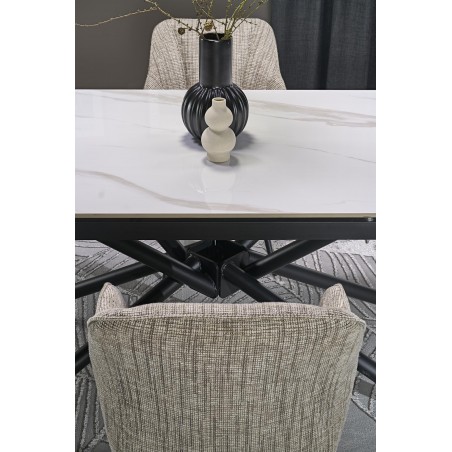 VITORINO stół rozkładany, blat - biały marmur, nogi - czarny (2p1szt)