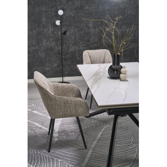 VITORINO stół rozkładany, blat - biały marmur, nogi - czarny (2p1szt)