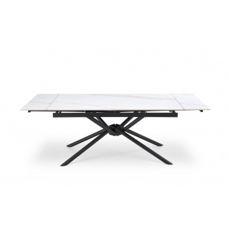VITORINO stół rozkładany, blat - biały marmur, nogi - czarny (2p1szt)