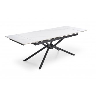 VITORINO stół rozkładany, blat - biały marmur, nogi - czarny (2p1szt)