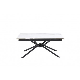 VITORINO stół rozkładany, blat - biały marmur, nogi - czarny (2p1szt)