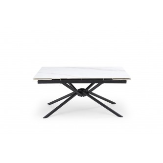 VITORINO stół rozkładany, blat - biały marmur, nogi - czarny (2p1szt)