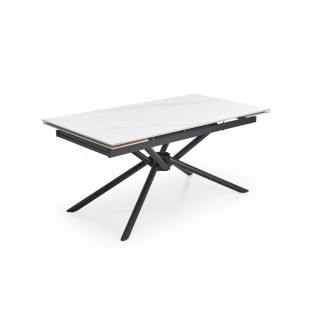 VITORINO stół rozkładany, blat - biały marmur, nogi - czarny (2p1szt)