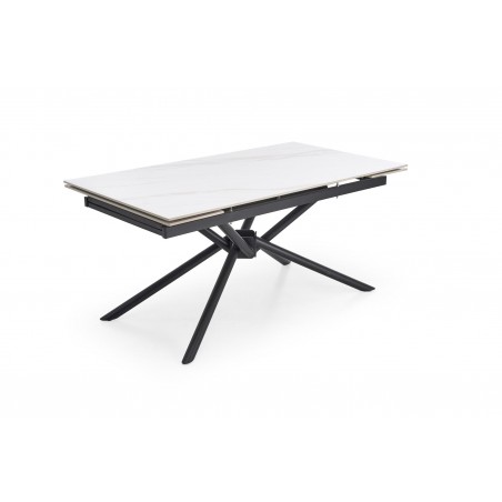 VITORINO stół rozkładany, blat - biały marmur, nogi - czarny (2p1szt)
