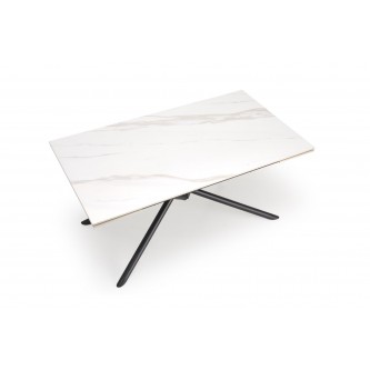 VITORINO stół rozkładany, blat - biały marmur, nogi - czarny (2p1szt)