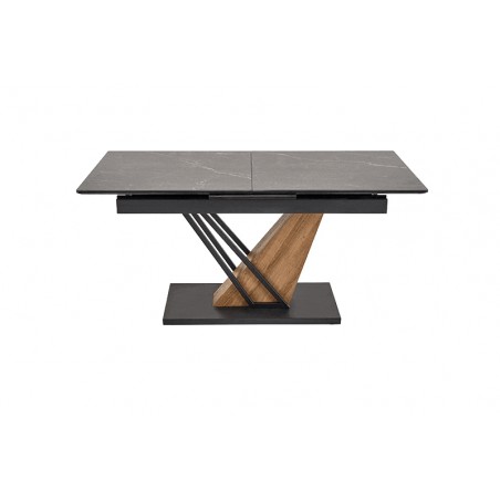 VOLANT 140 stół rozkładany, blat - czarny marmur, nogi - dąb złoty / czarny