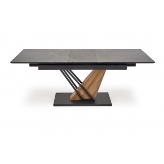VOLANT 160 stół rozkładany, blat - czarny marmur, nogi - dąb złoty / czarny