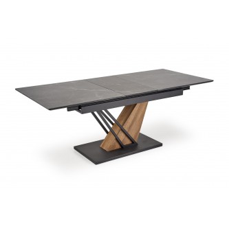 VOLANT 160 stół rozkładany, blat - czarny marmur, nogi - dąb złoty / czarny